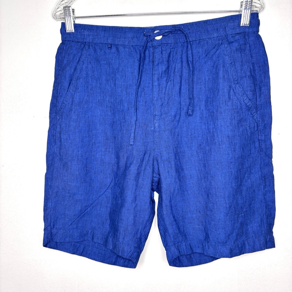 Porter Ash Shorts Mens Small Royal Blue Linen Vacation Beach Resort Wear Casual